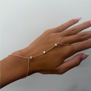 Triple fresh water pearl hand chain